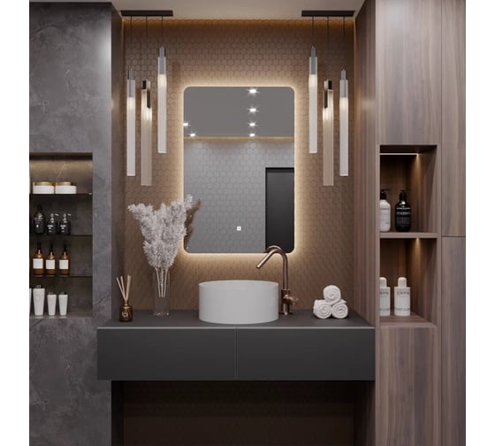 Зеркало Alias Эос 120x80 с LED-подсветкой 3 в 1, вертикальное en120804