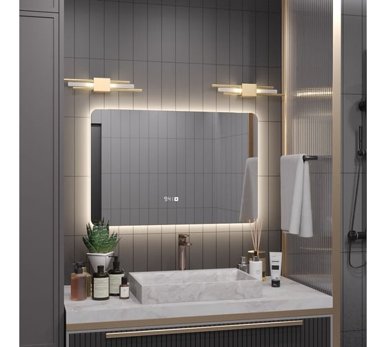 Зеркало Alias Эос 60x80 с нейтральной LED-подсветкой и часами, горизонтальное en608025 1