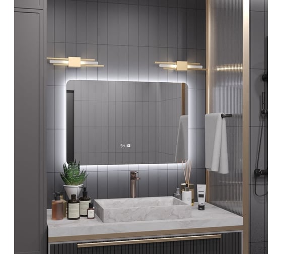 Зеркало Alias Эос 60x80 с холодной LED-подсветкой и часами, горизонтальное en608015 1