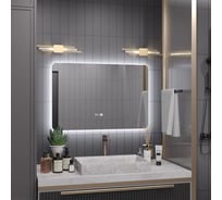 Зеркало Alias Эос 70x90 с холодной LED-подсветкой и часами, горизонтальное en709015