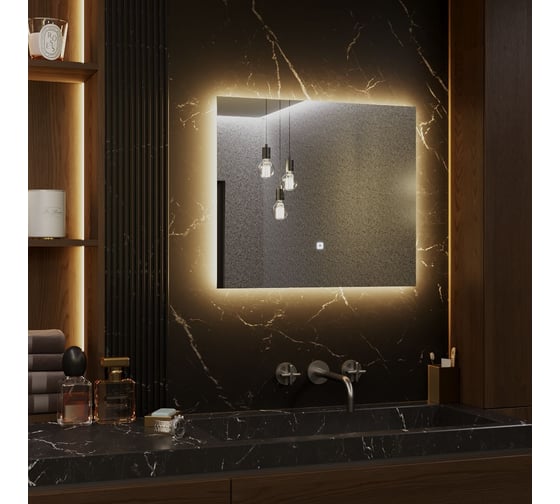 Зеркало Alias Квартал 80x120 с тёплой LED-подсветкой и антизапотеванием горизонтальное q80120301