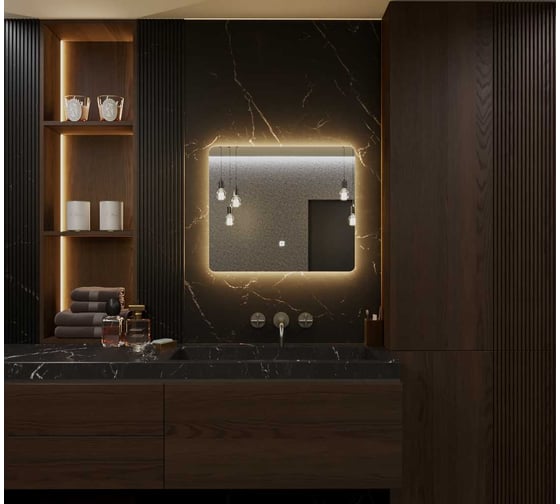 Зеркало Alias Эос 80x120 с тёплой LED-подсветкой, горизонтальное en801203