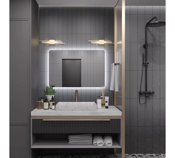 Зеркало Alias Эос 80x120 с холодной LED-подсветкой и механическая кнопка, горизонтальное en8012013