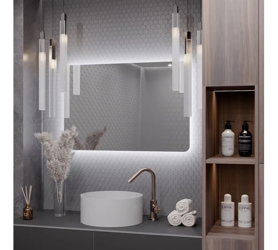 Зеркало Alias Эос 80x120 с холодной LED-подсветкой и механическая кнопка, горизонтальное en8012013