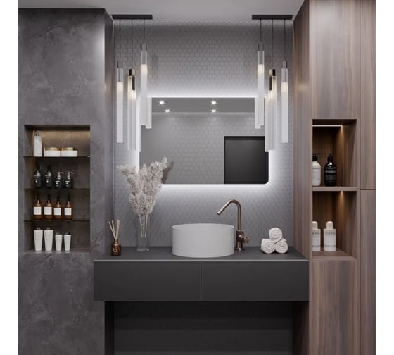 Зеркало Alias Эос 80x120 с холодной LED-подсветкой и механическая кнопка, горизонтальное en8012013