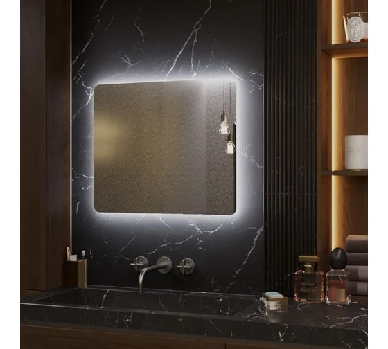 Зеркало Alias Эос 80x120 с холодной LED-подсветкой и механическая кнопка, горизонтальное en8012013