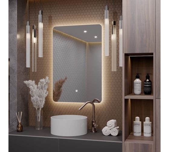 Зеркало Alias Эос 80x50 с нейтральной LED-подсветкой, вертикальное en80502