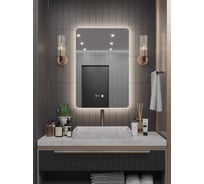 Зеркало Alias Эос 80x50 с нейтральной LED-подсветкой и часами, вертикальное en805025