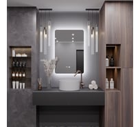 Зеркало Alias Эос 80x50 с холодной LED-подсветкой и часами, вертикальное en805015