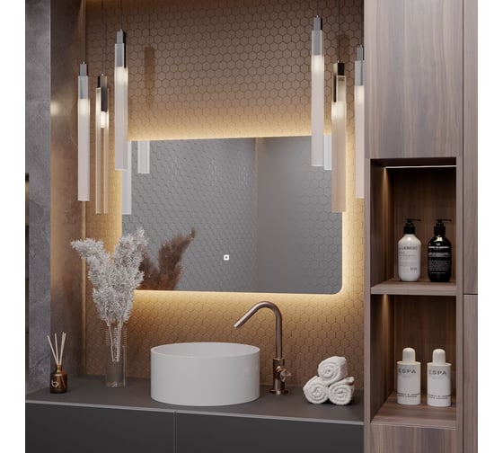 Зеркало Alias Эос 90x120 с тёплой LED-подсветкой, горизонтальное en901203 1