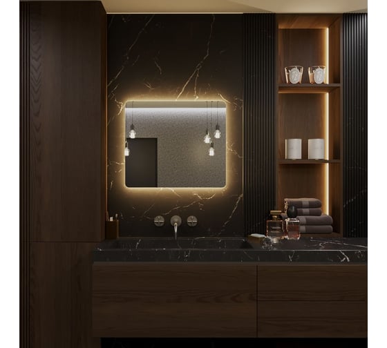 Зеркало Alias Эос 90x120 с тёплой LED-подсветкой и взмах руки, горизонтальное en9012032