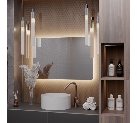 Зеркало Alias Эос 90x140 с нейтральной LED-подсветкой и механическая кнопка, горизонтальное en9014023