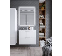 Зеркало Alias Эос 90x70 с нейтральной LED-подсветкой и часами, вертикальное en907025