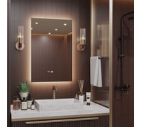 Зеркало Alias Квартал 60x40 с тёплой LED-подсветкой и часами q604035