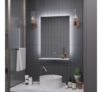 Зеркало Alias Квартал 80x60 с холодной LED-подсветкой и полкой вертикальное q806017