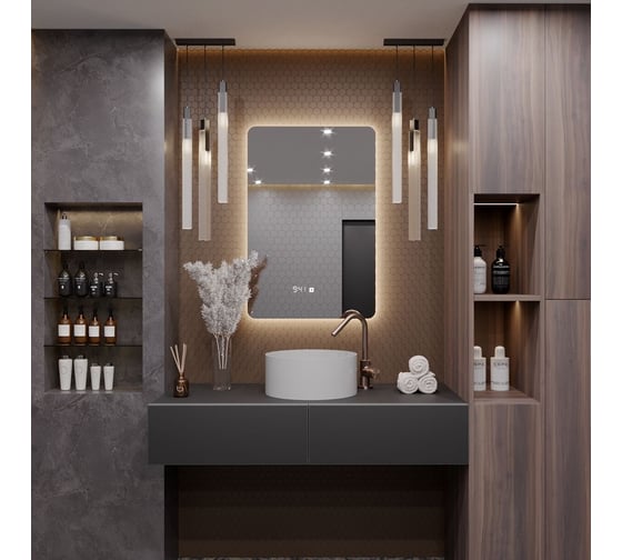 Зеркало Alias Эос 90x70 с LED-подсветкой 3 в 1, вертикальное en90704