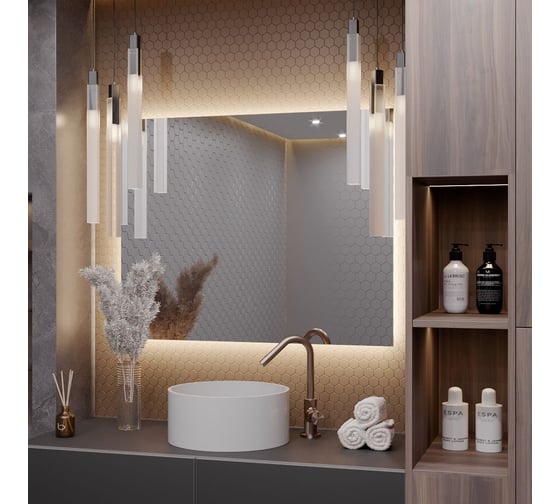Зеркало Alias Квартал 60x80 с нейтральной LED-подсветкой, горизонтальное, без кнопки q608021