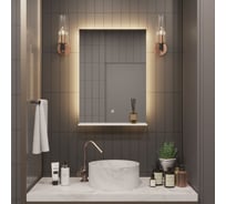 Зеркало Alias Квартал 70x40 с тёплой LED-подсветкой и полкой, вертикальное q704037