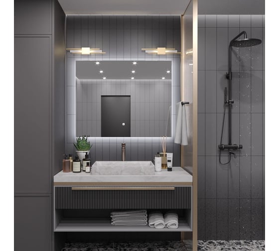 Зеркало Alias Квартал 70x90 с холодной LED-подсветкой и антизапотеванием, горизонтальное q7090101