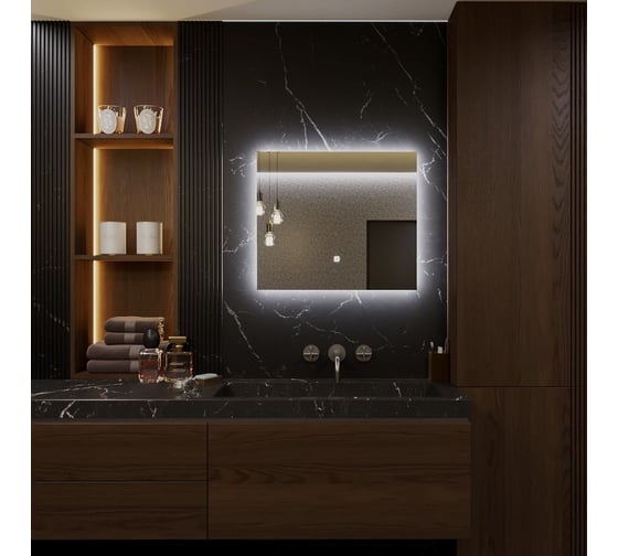 Зеркало Alias Квартал 70x90 с холодной LED-подсветкой и антизапотеванием, горизонтальное q7090101