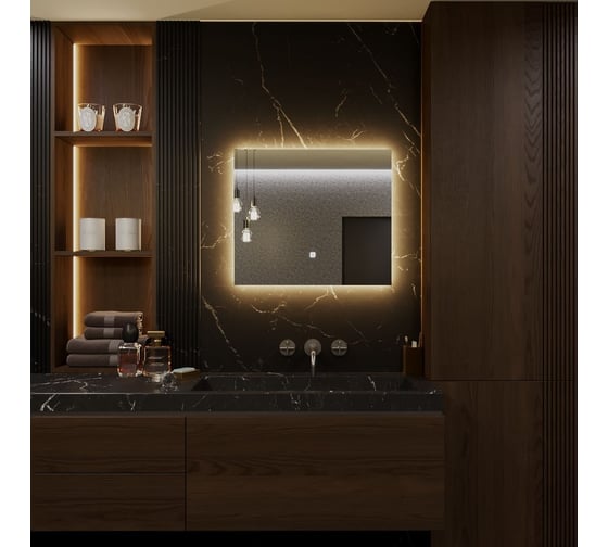 Зеркало Alias Квартал 70x70 с тёплой LED-подсветкой q70703