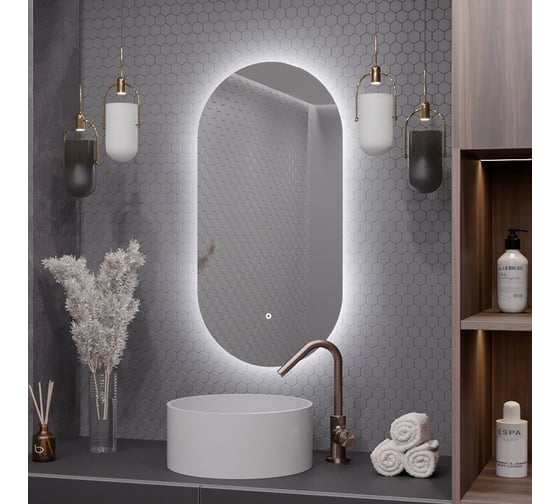 Зеркало Alias Олимпия 80x40 для ванной с холодной LED-подсветкой o80401