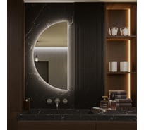 Круглое зеркало для ванной Alias Муза 150x75 1/2 половина с нейтральной LED-подсветкой и взмах руки обрез справа m1507522r