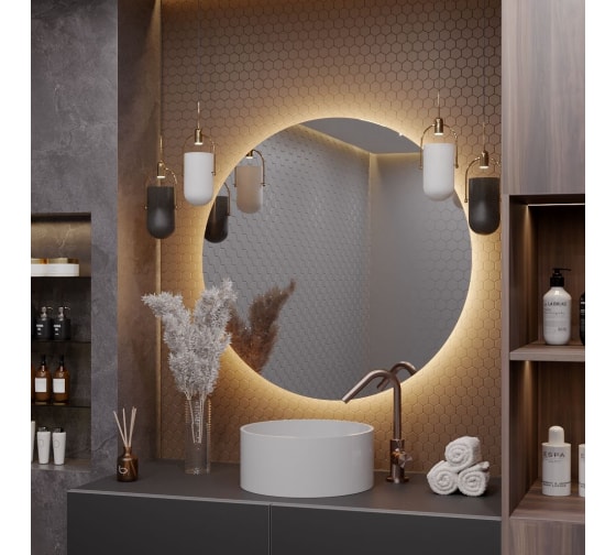 Круглое зеркало для ванной Alias Муза D150 с тёплой LED-подсветкой и взмах руки m15015032 1