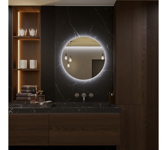 Круглое зеркало для ванной Alias Муза D70 с холодной LED-подсветкой и взмах руки m707012