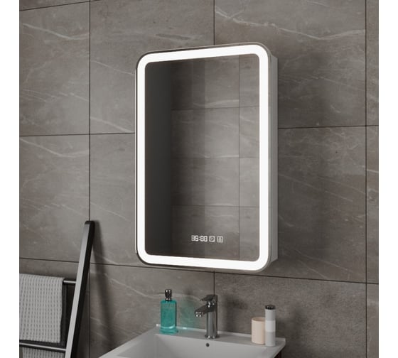 Зеркальный шкаф Teymi Solli 50x75, LED, сенсор, часы, смена цвета T60209CS ЦБ-00263646