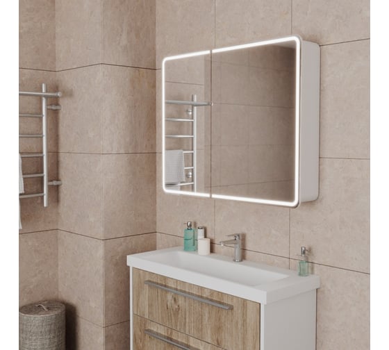 Зеркальный шкаф Teymi Solli 100x80, LED, сенсор на взмах, оборачиваемый T60208IR ЦБ-00263906