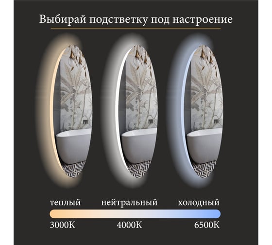 Круглое зеркало для ванной Alias Муза D70 с тройной LED-подсветкой m70704