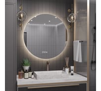 Круглое зеркало для ванной Alias Муза D80 с нейтральной LED-подсветкой и часами m808025