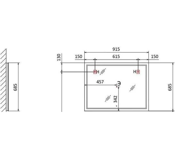 Зеркало RAVAL Glass 100 с подсветкой и часами Gla.02.92/W