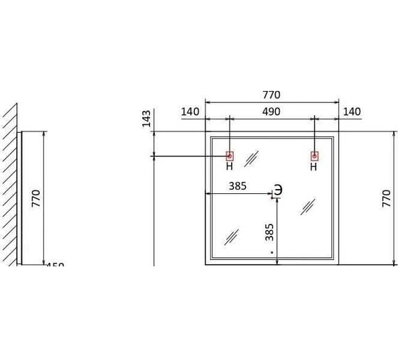 Зеркало RAVAL Glass 80 с подсветкой и часами Gla.02.77/W