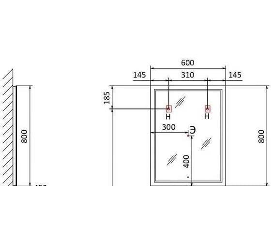 Зеркало RAVAL Glass 65 с подсветкой и часами Gla.02.60/W