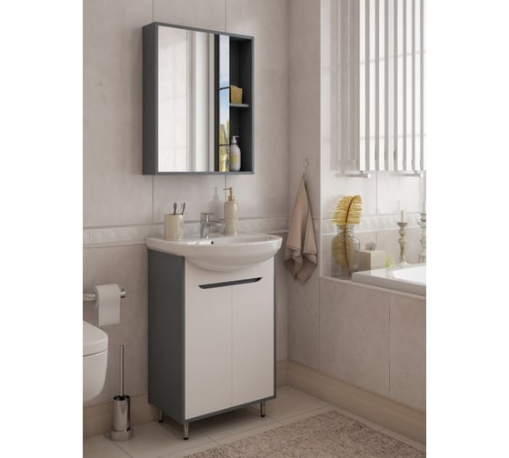 Тумба Teymi Aina 50 белый/графит T60003 ЦБ-00266288