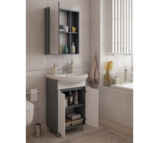 Тумба Teymi Aina 50 белый/графит T60003 ЦБ-00266288