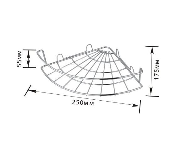 Угловая полка NOVADOM одинарная, 250x175x55 мм E-101 27071696