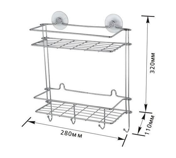Настенная полка NOVADOM 2-х ярусная, 280x110x320 мм E-112 27071636