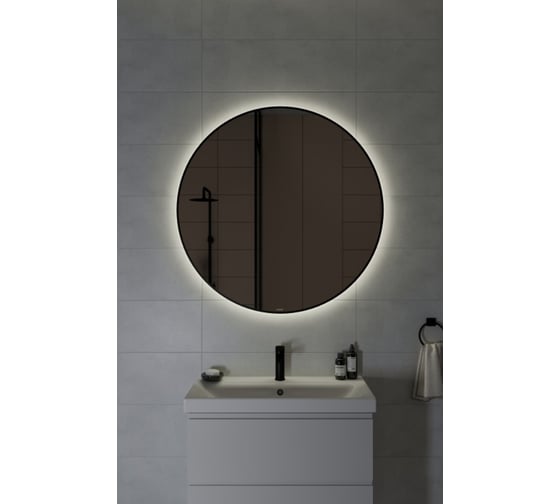 Зеркало Cersanit ECLIPSE smart 100x100 с подсветкой круглое в черной рамке 64198
