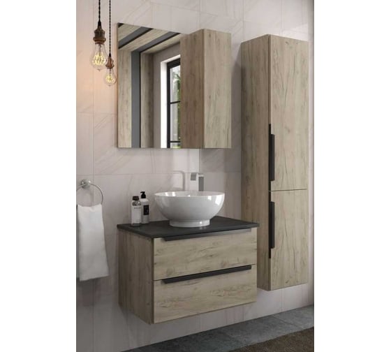 Зеркальный шкаф Teymi Helmi 70, дуб крафт/графит матовый T60301 ЦБ-00266194