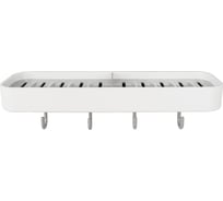 Полка Аквалиния LIGHT с 4 крючками, белая на липучке B6680-1