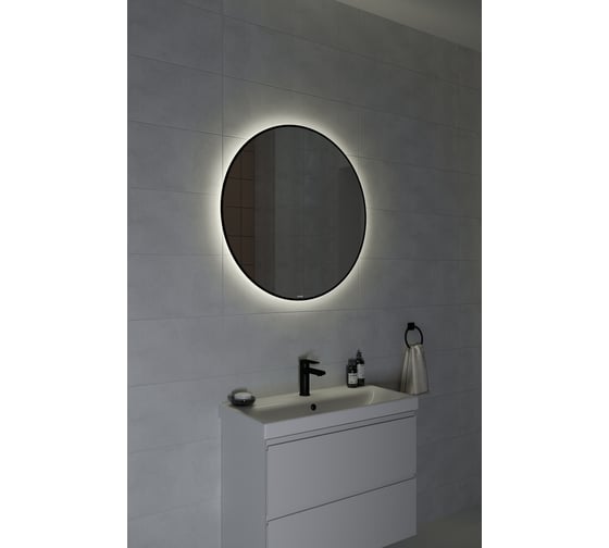 Зеркало Cersanit ECLIPSE smart 80x80 с подсветкой, круглое, в черной рамке 64196