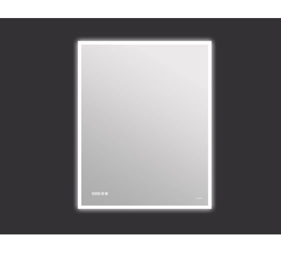 Зеркало Cersanit LED 011 design 100x80 с подсветкой, часы, металлическая рамка, прямоугольное 63562