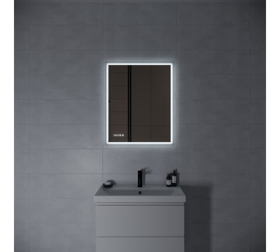 Зеркало Cersanit LED 080 design pro 70x85 с подсветкой, часы, с антизапотеванием, прямоугольное 63553