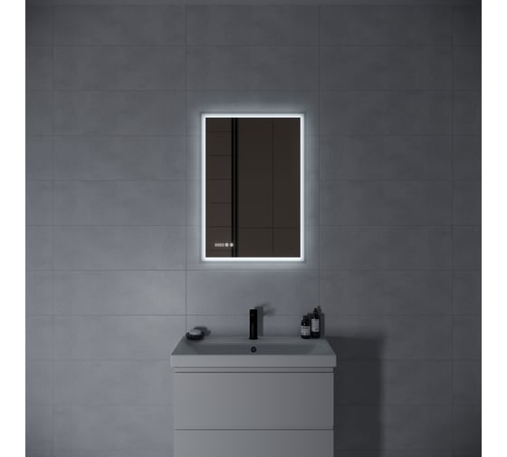 Зеркало Cersanit LED 080 design pro 60x85 с подсветкой, часы, с антизапотеванием, прямоугольное 63552