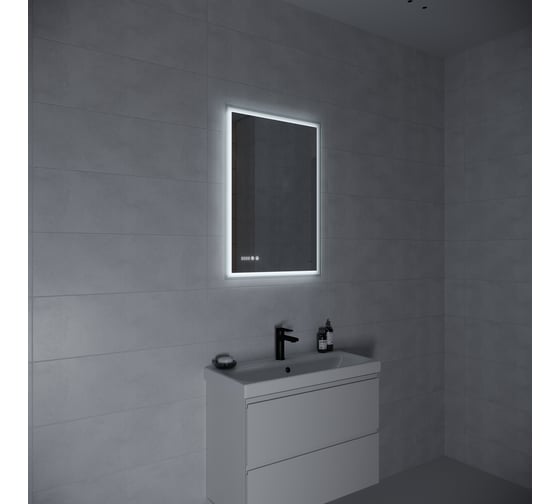 Зеркало Cersanit LED 080 design pro 60x85 с подсветкой, часы, с антизапотеванием, прямоугольное 63552