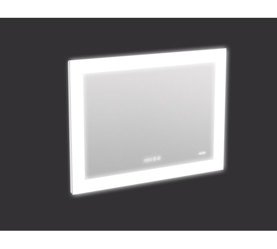 Зеркало Cersanit LED 060 design pro 80x60 с подсветкой, часы, с антизапотеванием, прямоугольное 63549
