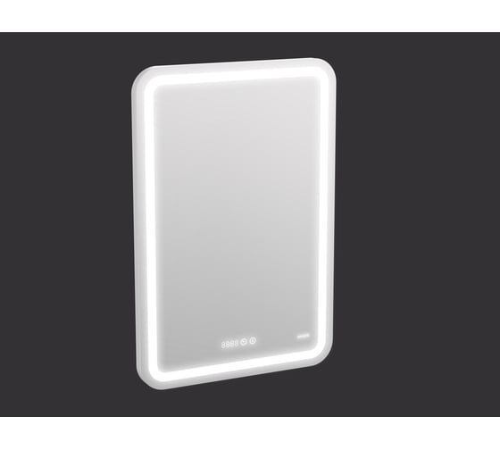 Зеркало Cersanit LED 050 design pro 55x80 с подсветкой холодный/теплый cвет, часы, с антизапотеванием, прямоугольное 63545